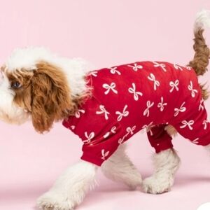 Fitwarm Red Dog Pajamas with White Bows Size M